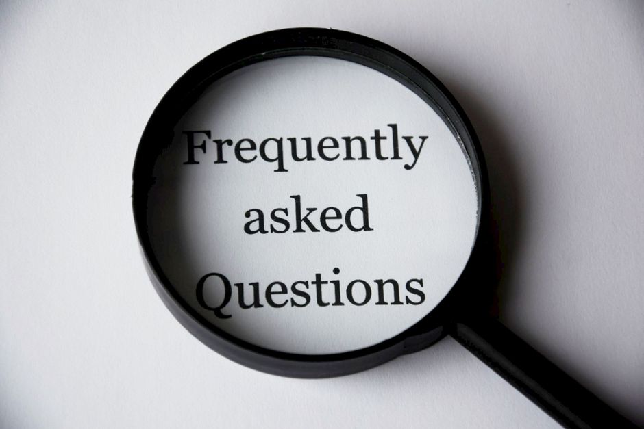 A modern FAQ concept illustration showing common question marks and TikTok profile settings icons