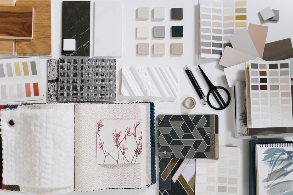 Mood board collage showing themes of beauty, fitness, food styling, and travel photography