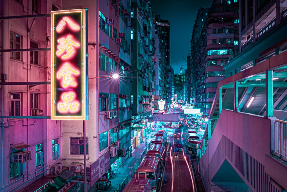 Neon-lit urban creator space highlighting an edgy, modern TikTok aesthetic